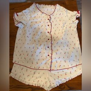 Floral Print Pajama Set with Red Accents